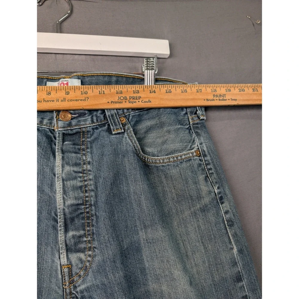 Levis 501 Original Straight Leg Button Fly Blue Jeans Mens 36x34